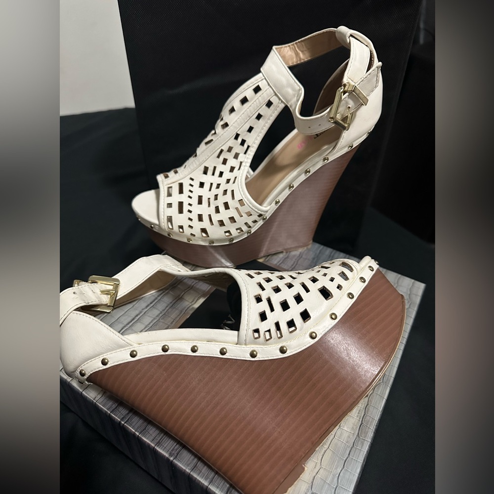 White Wedge Heels